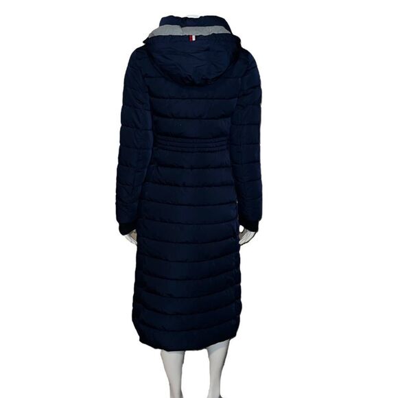 Tommy Hilfiger Womens Navy Hooded Maxi Puffer Coat Extra Small New - Picture 3 of 8